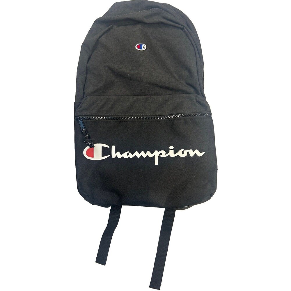 Champion Black Backpack Big Script Logo School Travel Bookbag Laptop Sleeve
